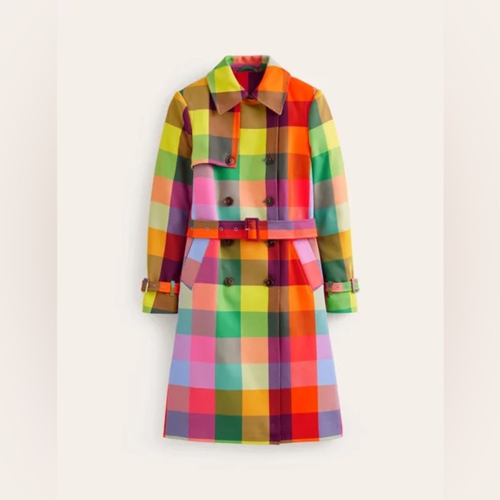 Boden Neon Belted Trench Coat - Size 10R - NEW